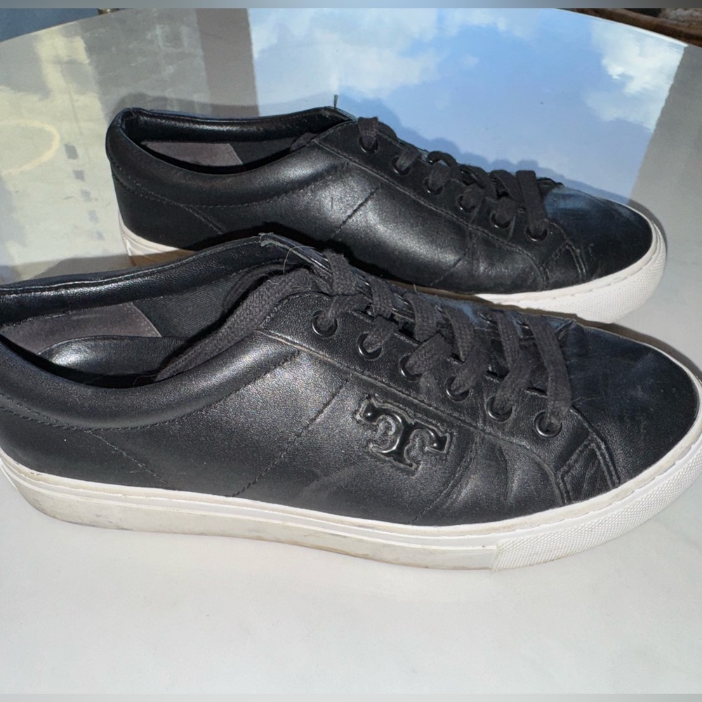 Tory Burch Black Leather Sneakers